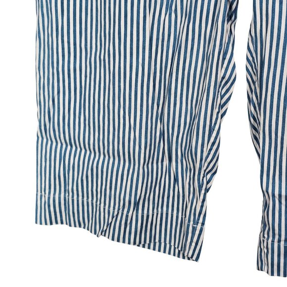 Anthropologie Maeve Colette Crop Linen Pants Wide Leg Blue Stripe 24W NWT - Picture 9 of 16